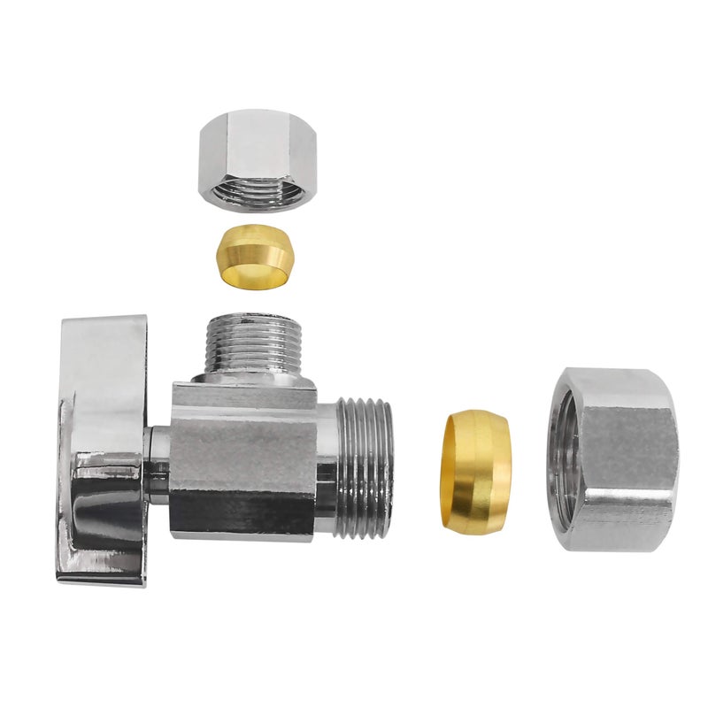 Miiflex Heavy Duty Chrome Plated Brass 1/4 Turn Angle Valve (1/2" NOM In x 3/8" COMP Out) - Image 3